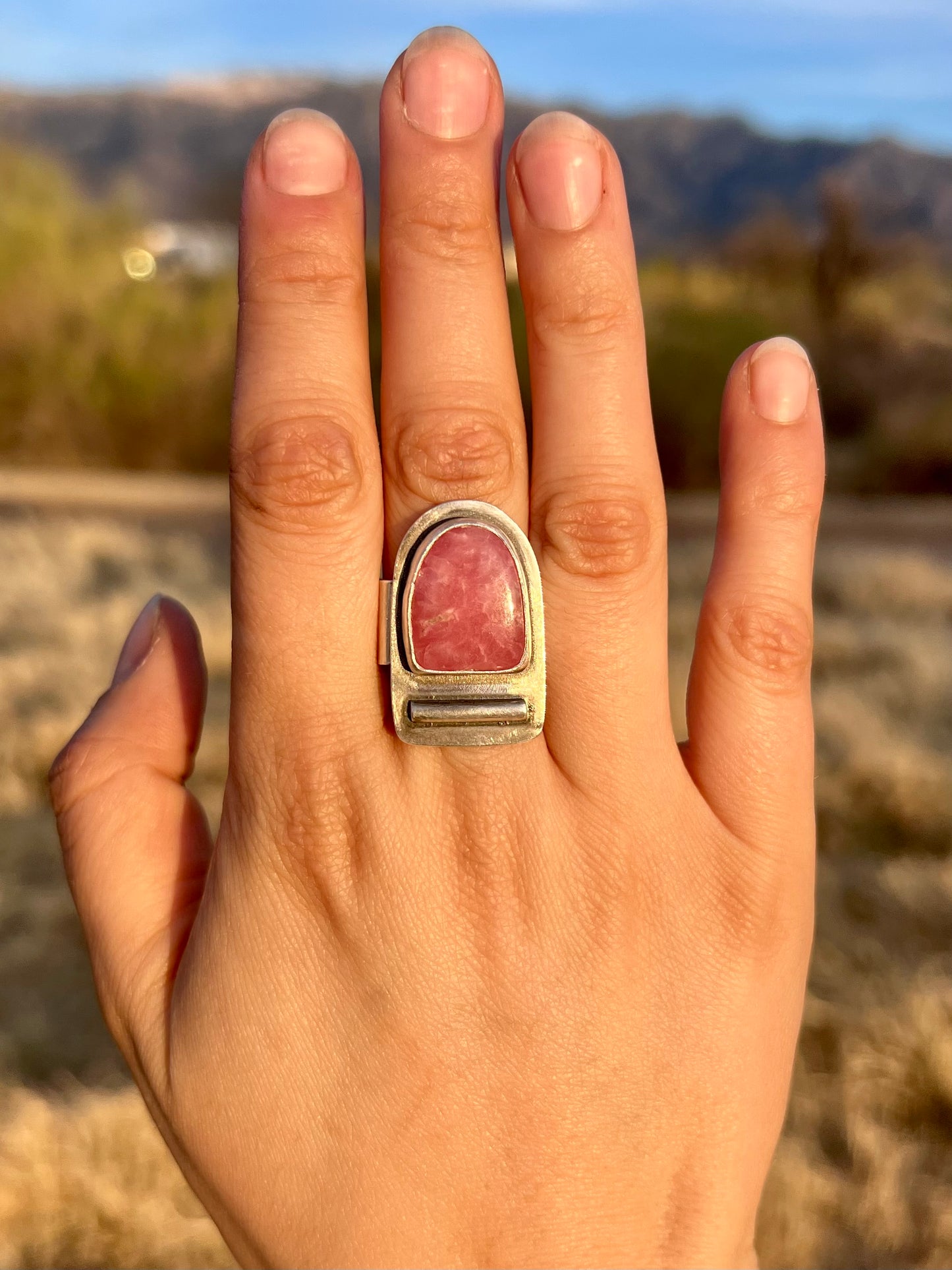 Currents Adjustable Rhodochrosite Ring