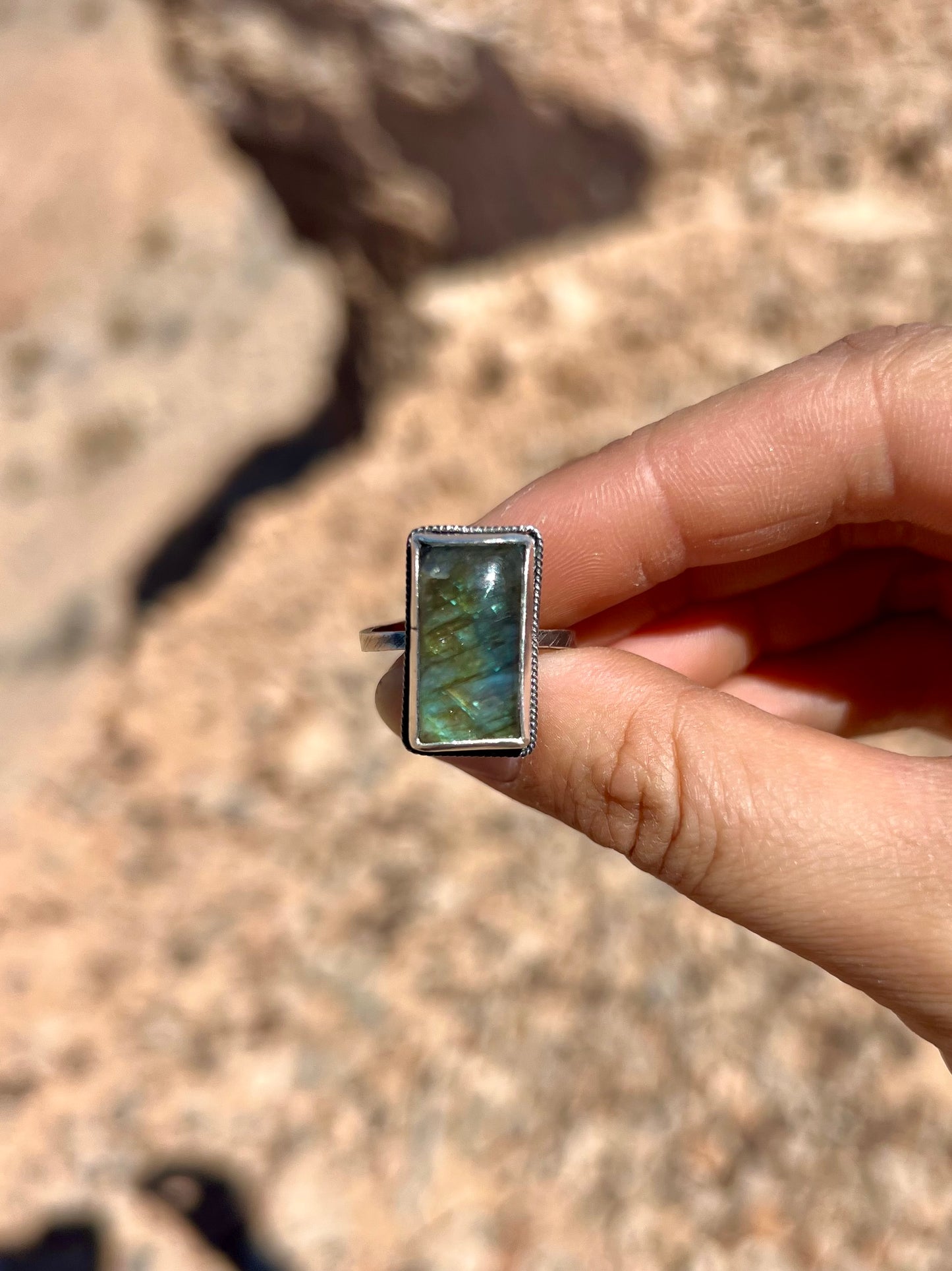 Adjustable Labradorite Ring