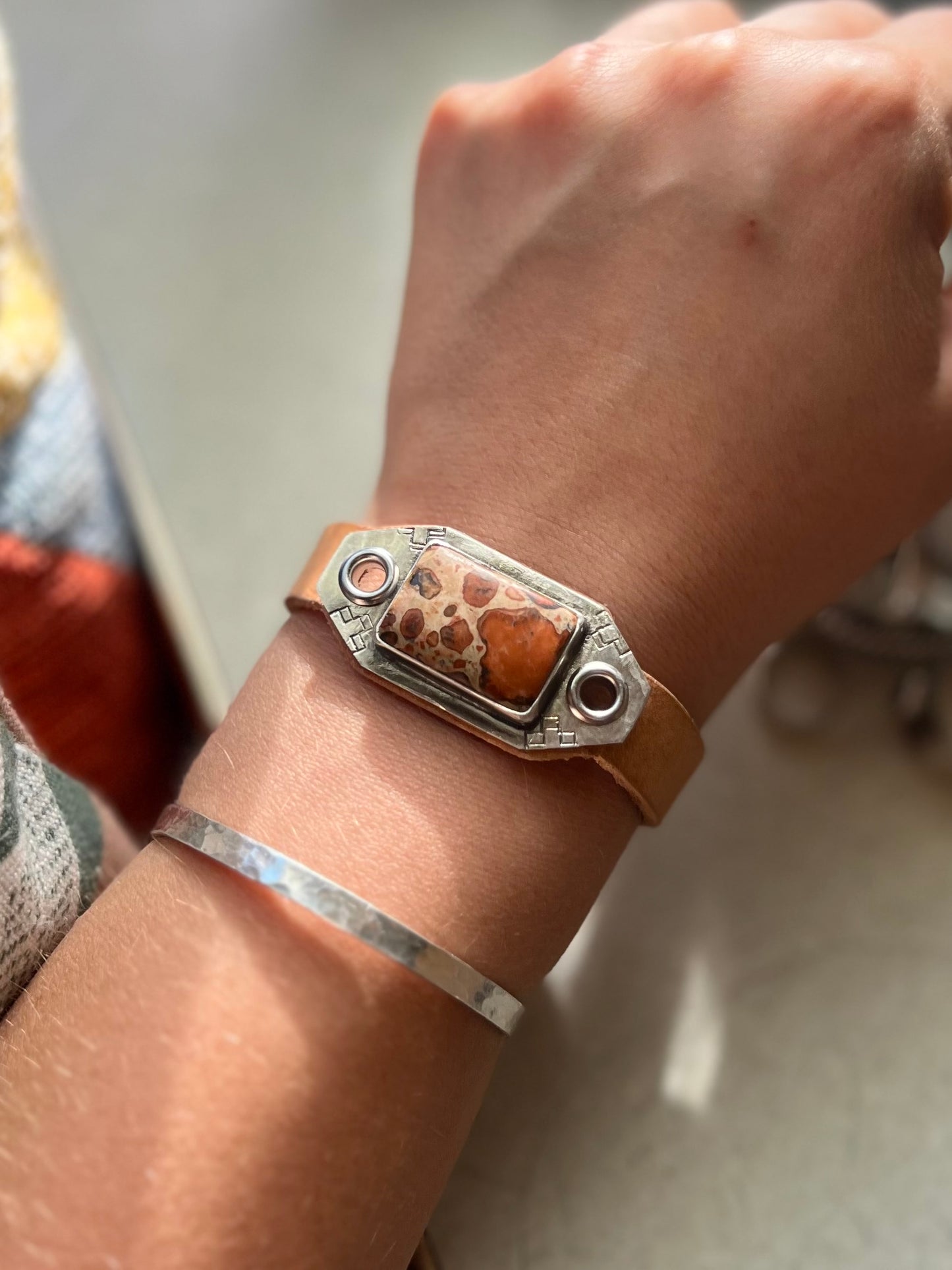 Asteroid Jasper Leather Bracelet