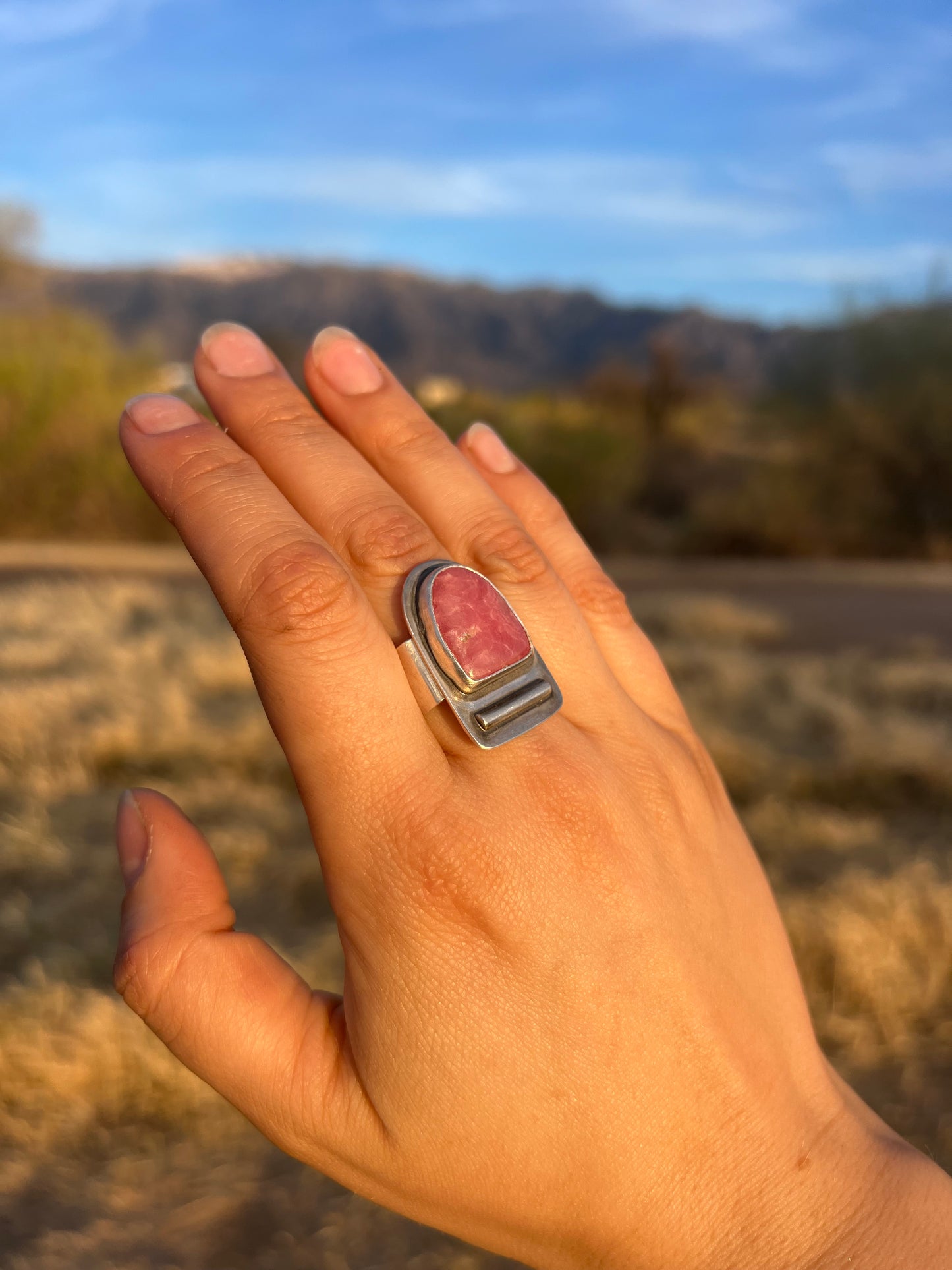 Currents Adjustable Rhodochrosite Ring
