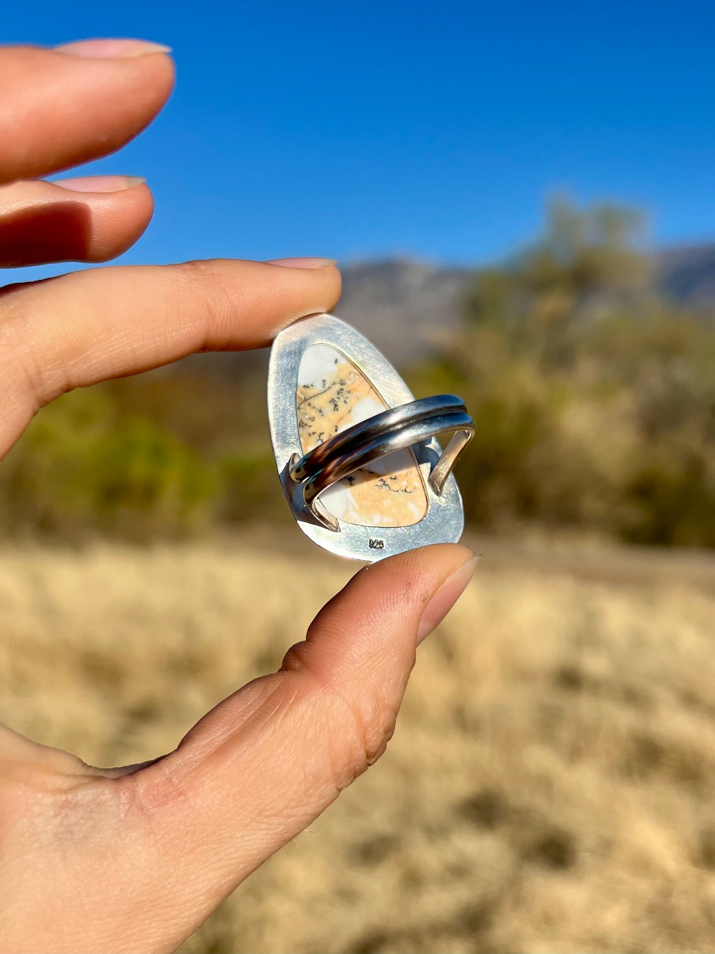 Large Dendritic Opal Ring