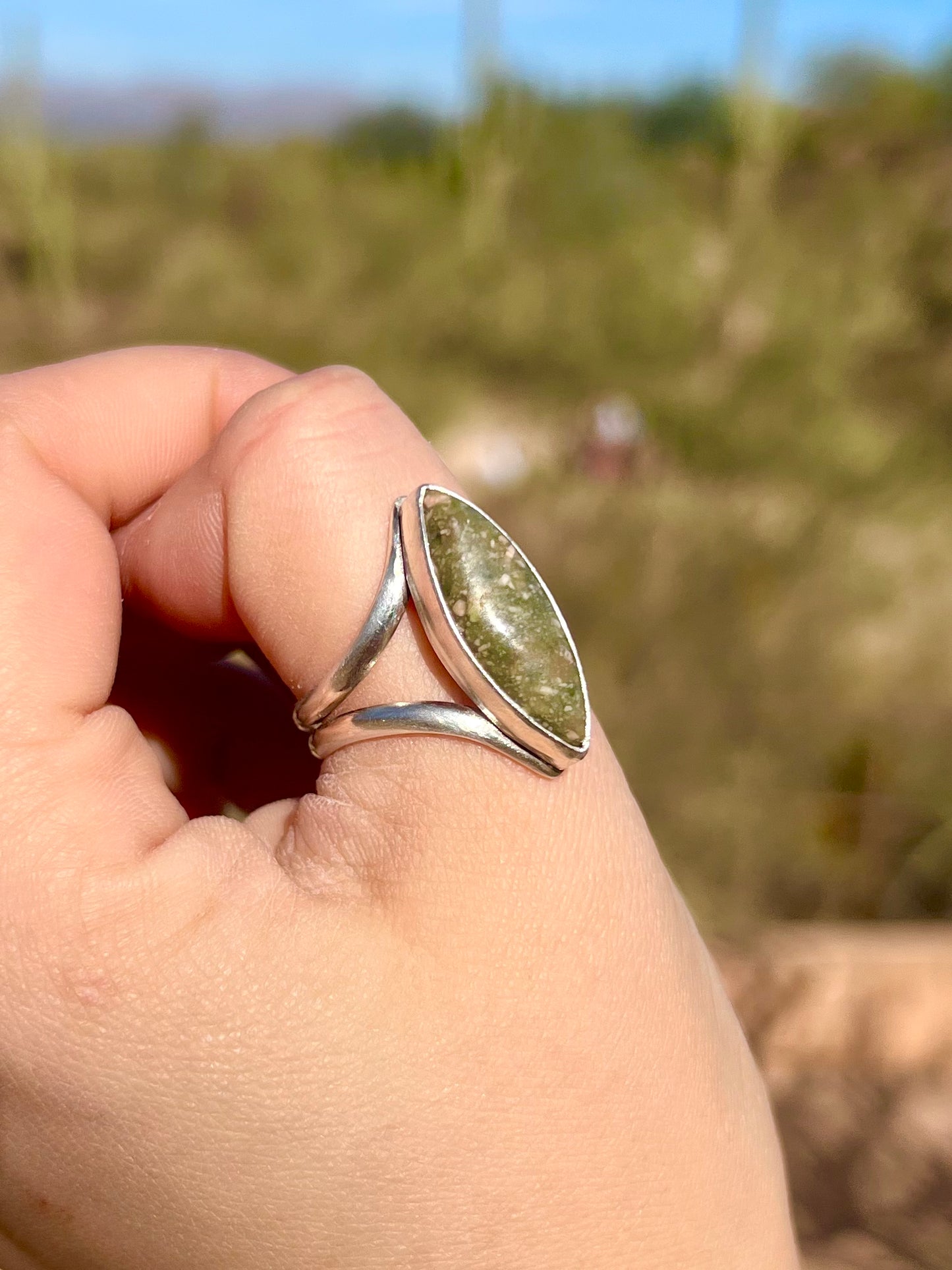 Particulated Green Jasper Ring