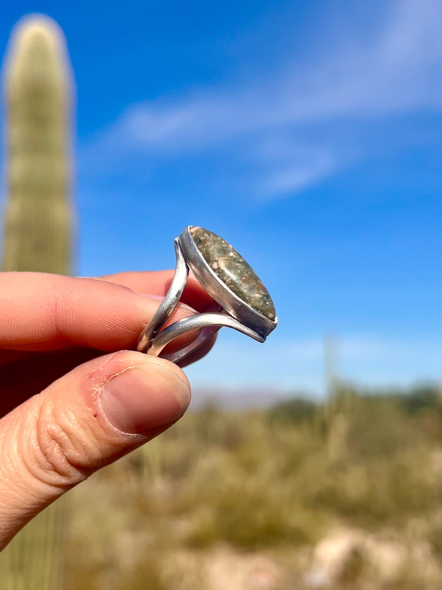 Particulated Green Jasper Ring