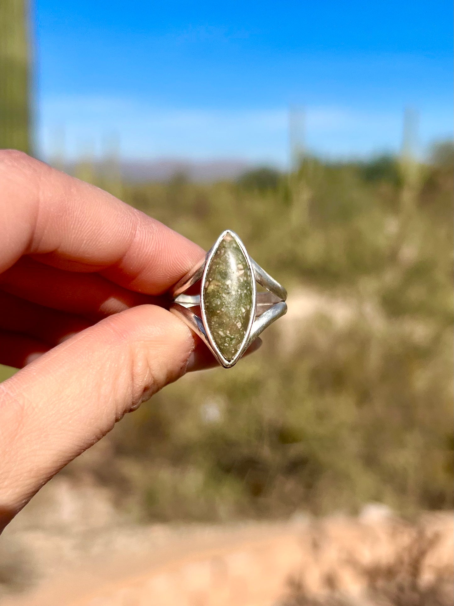 Particulated Green Jasper Ring