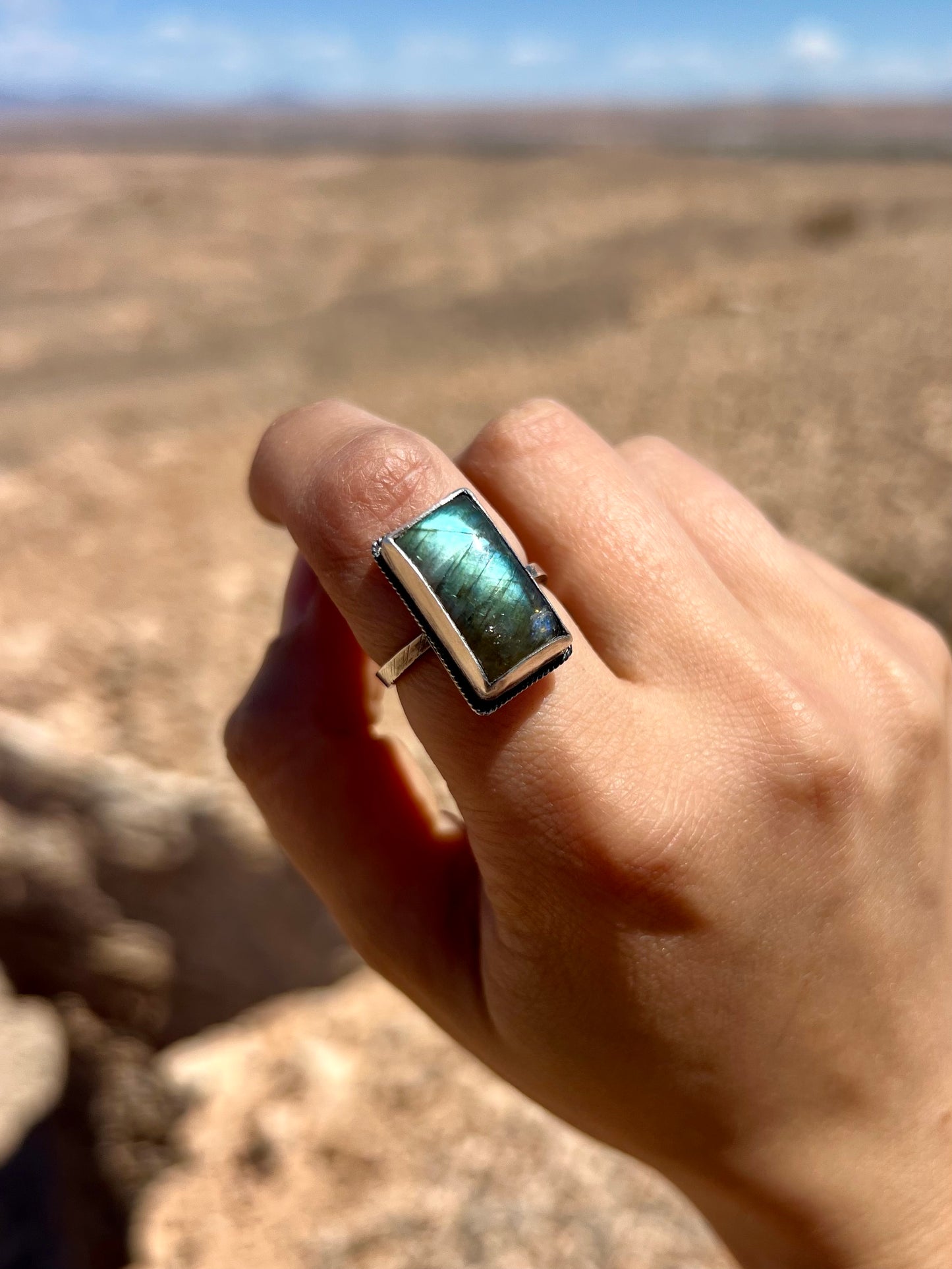 Adjustable Labradorite Ring