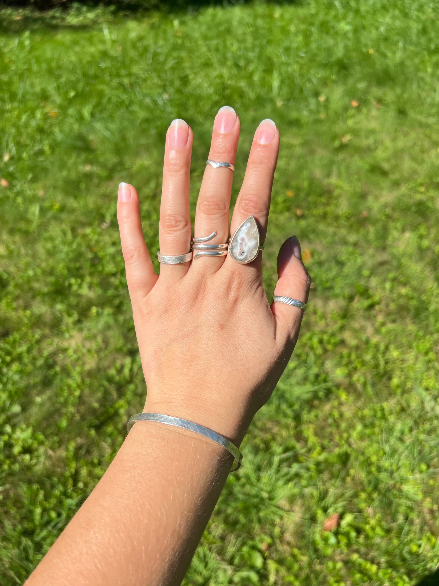 Basic Teardrop Solar Quartz Ring