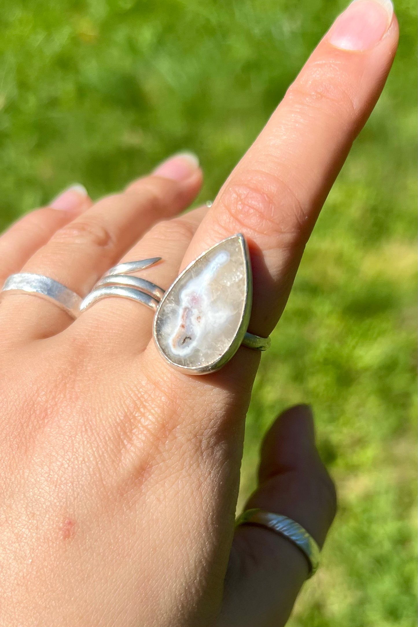 Basic Teardrop Solar Quartz Ring