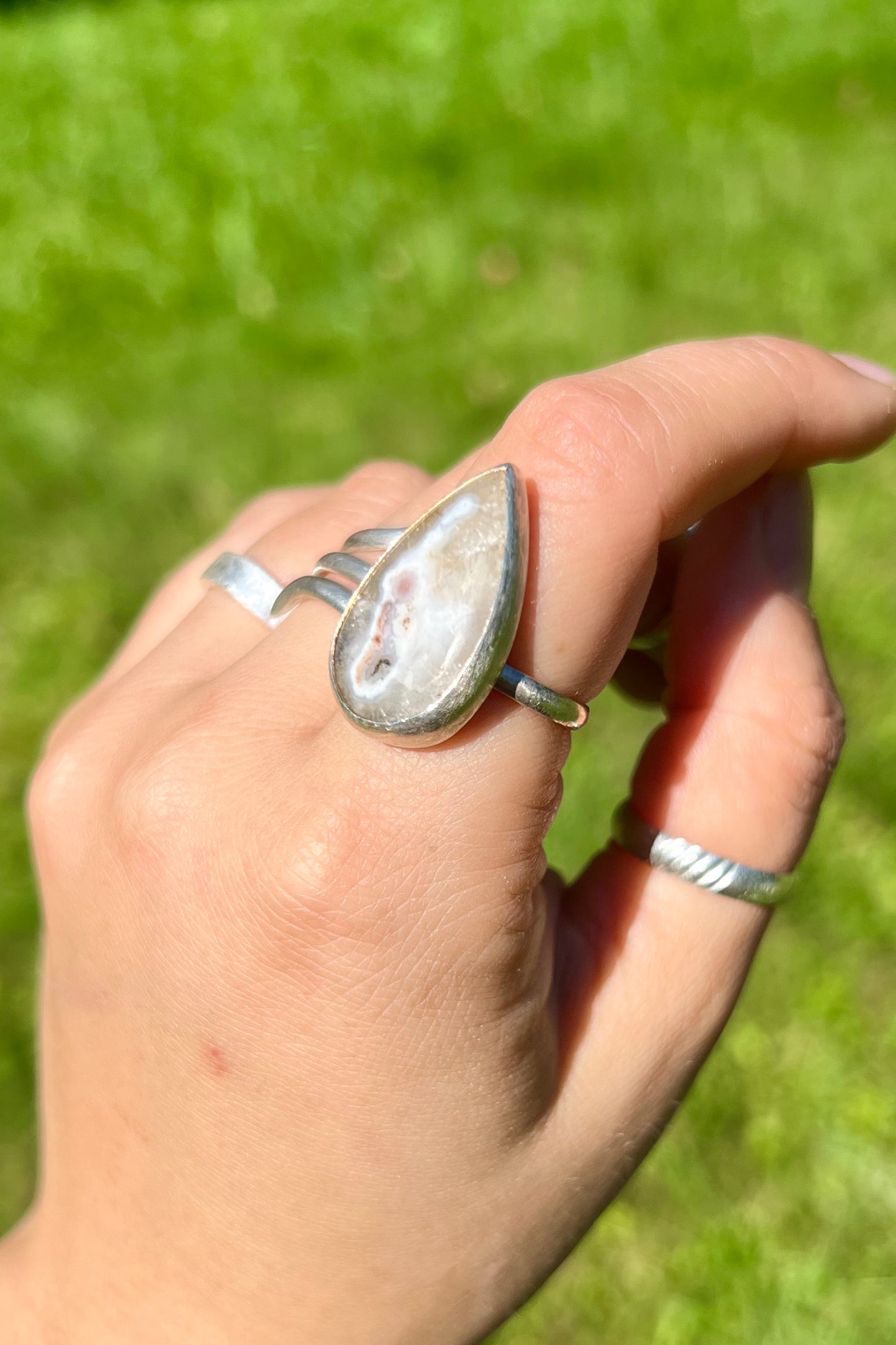 Basic Teardrop Solar Quartz Ring