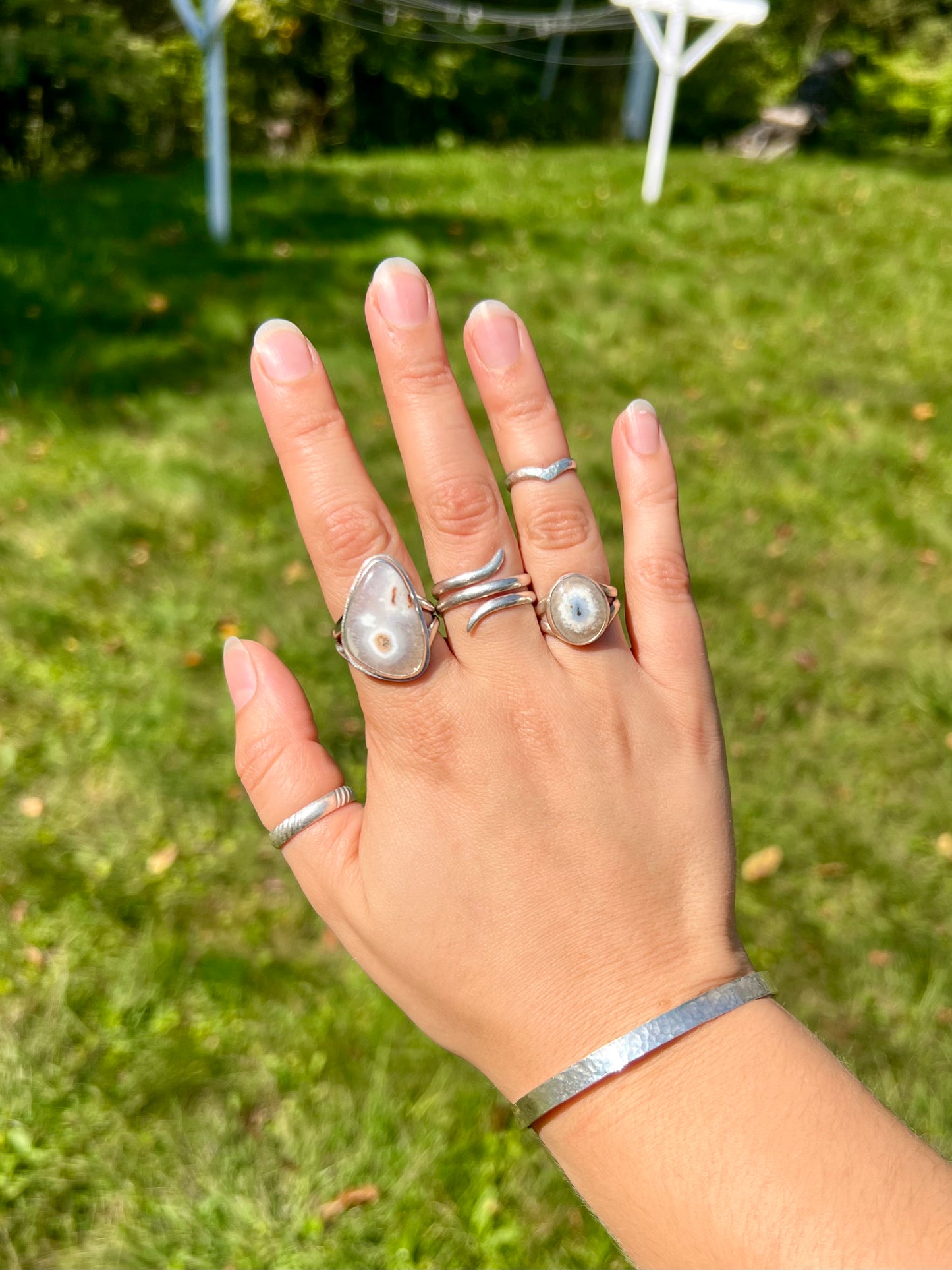 Large Asymmetrical Solar Quartz Ring