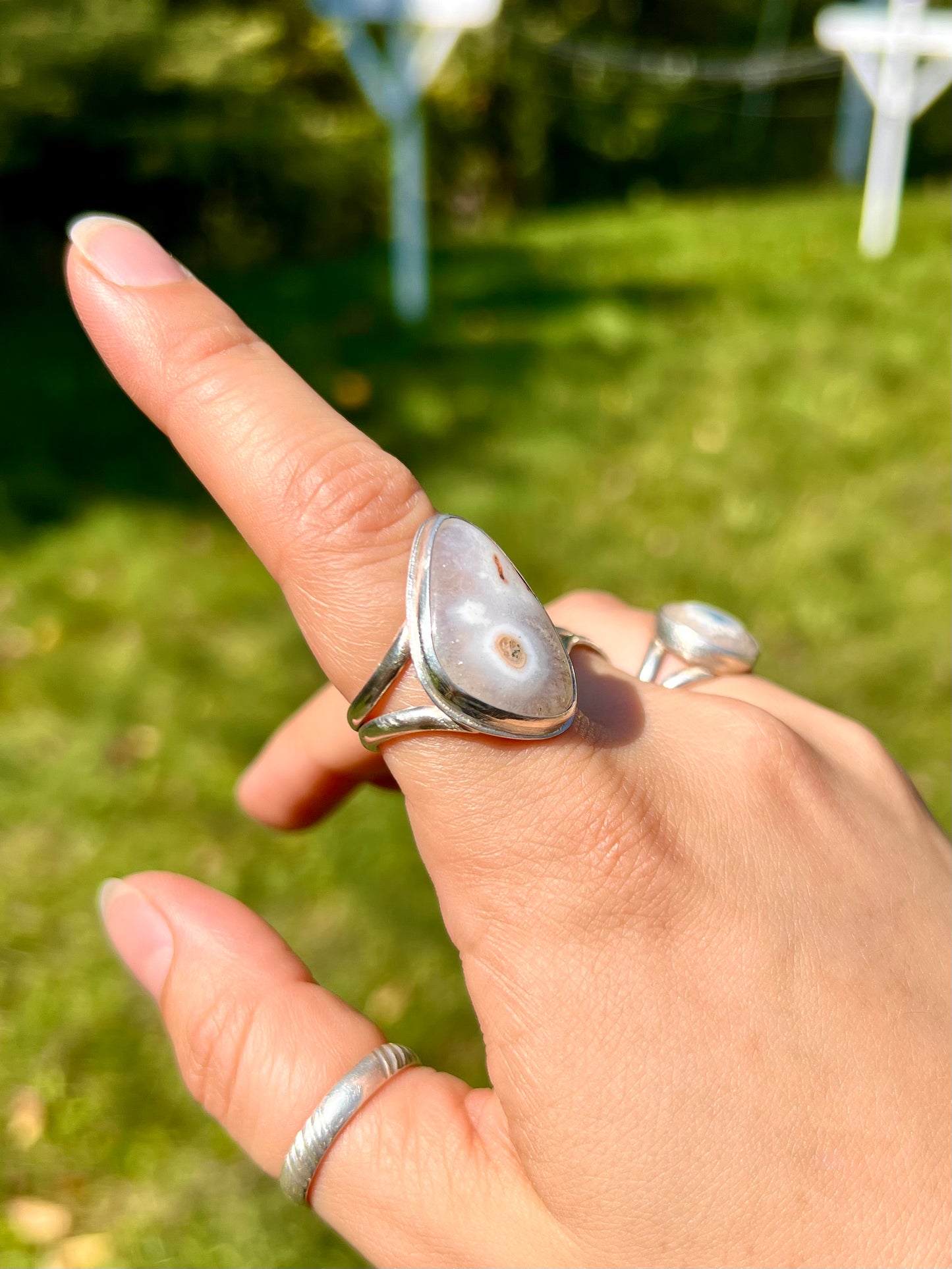 Large Asymmetrical Solar Quartz Ring