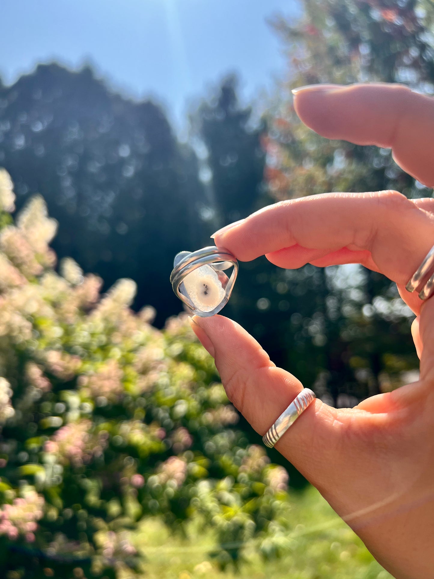 Large Asymmetrical Solar Quartz Ring